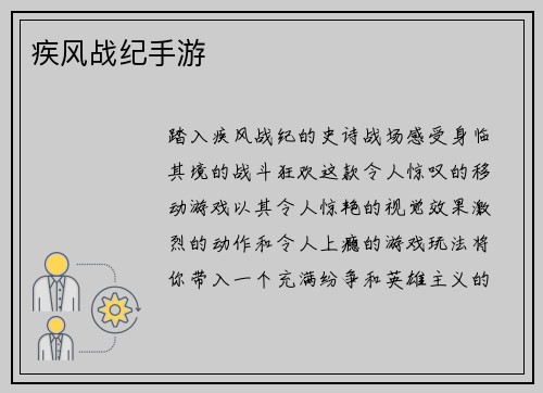 疾风战纪手游